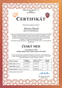 Certifikát Český med 2023
