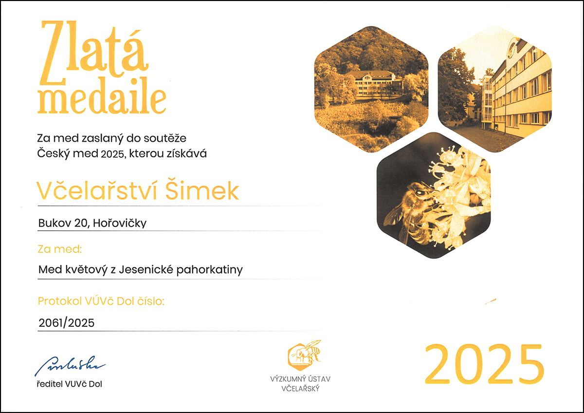 Český med - Zlatá medaile 2025 Český med - Zlatá medaile 2025