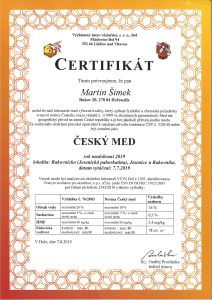 Certifikát Český med 2019