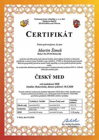 Certifikát pro květový a pastovaný med